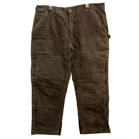 Carhartt Brown Double Knee Insulated Quilt Lined Work Pants